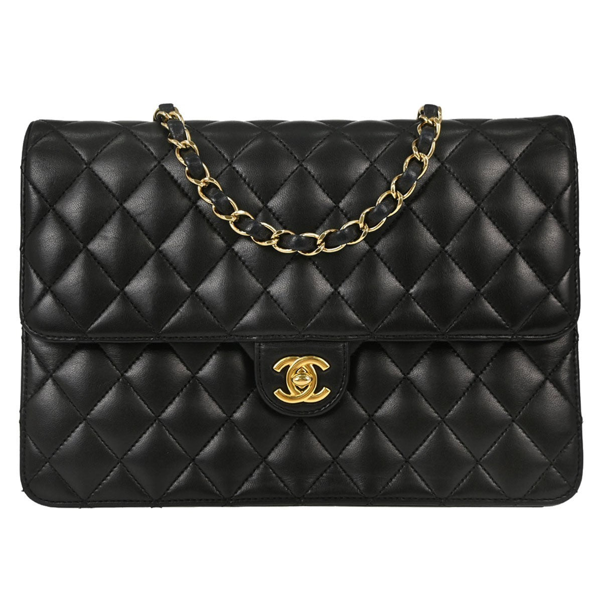 Chanel Turnlock Flap Grosgrain Black Leather Bag