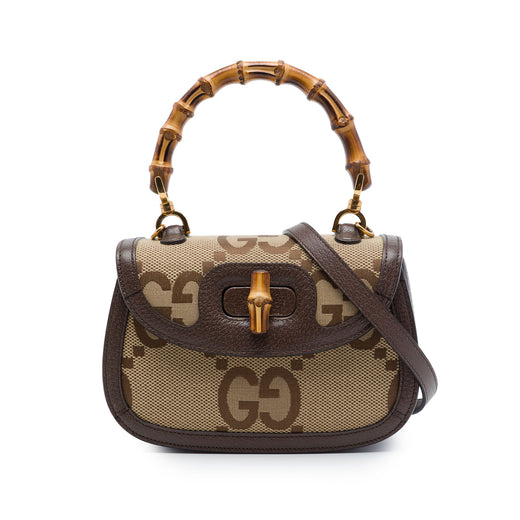 Small Jumbo GG Canvas Bamboo 1947 Top Handle Bag - Image 1