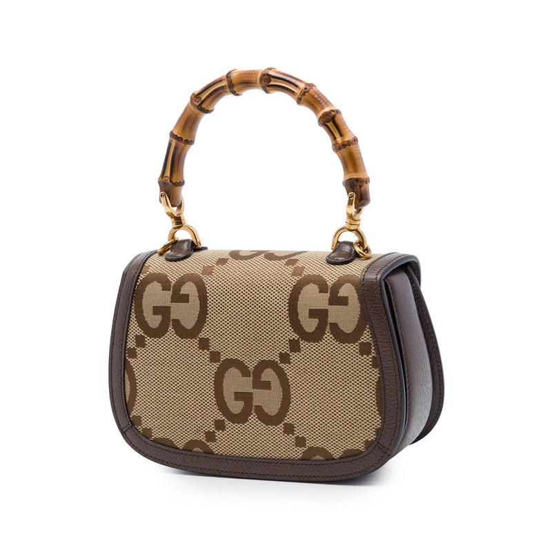 Small Jumbo GG Canvas Bamboo 1947 Top Handle Bag - Image 2