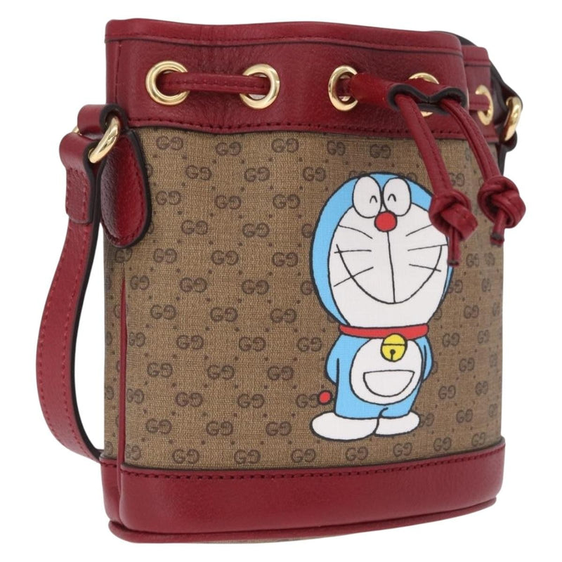 Gucci Doraemon Bucket Printed Mini Gg Coated Canvas Beige Bag