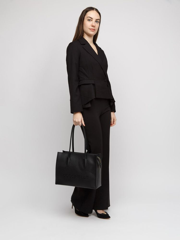 Coccinelle Myrtha26 Shoulder Bag — Black Cowhide