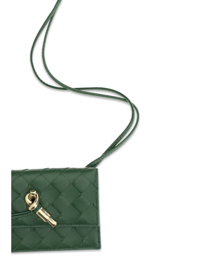Bottega Veneta Andiamo Card Case — Green Lamb Leather Cases