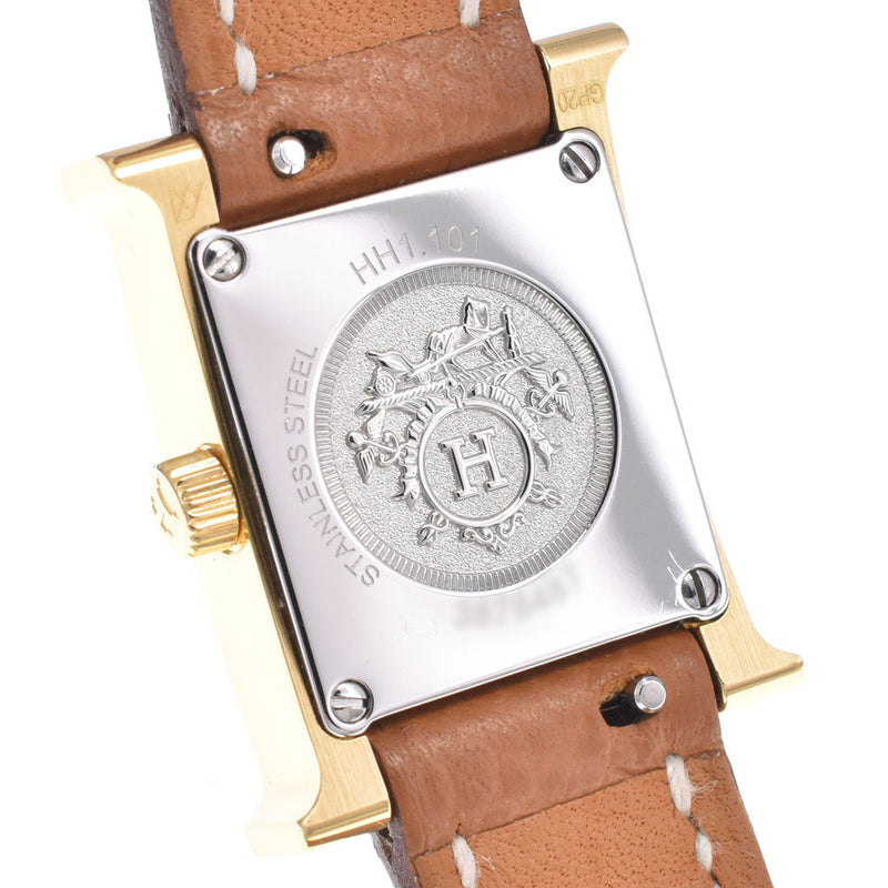 Hermes Heure H Quartz Plated Metal And Leather Watches