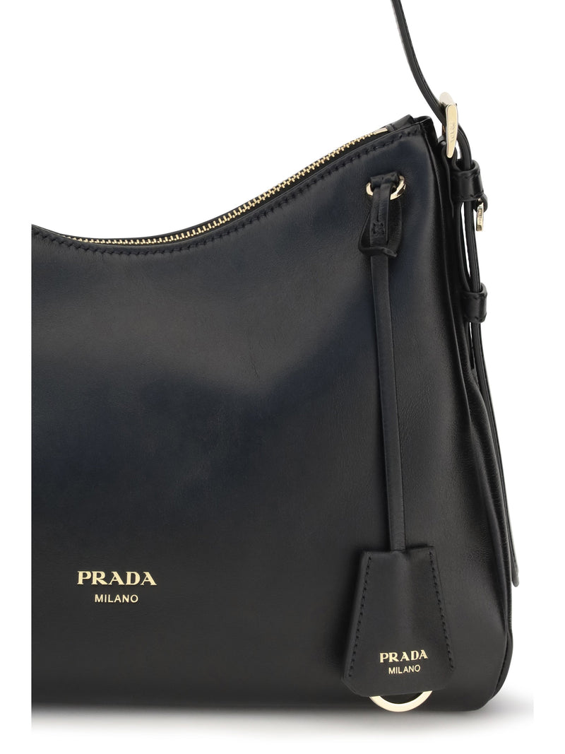 Prada Calf Leather Shoulder Bag — Black