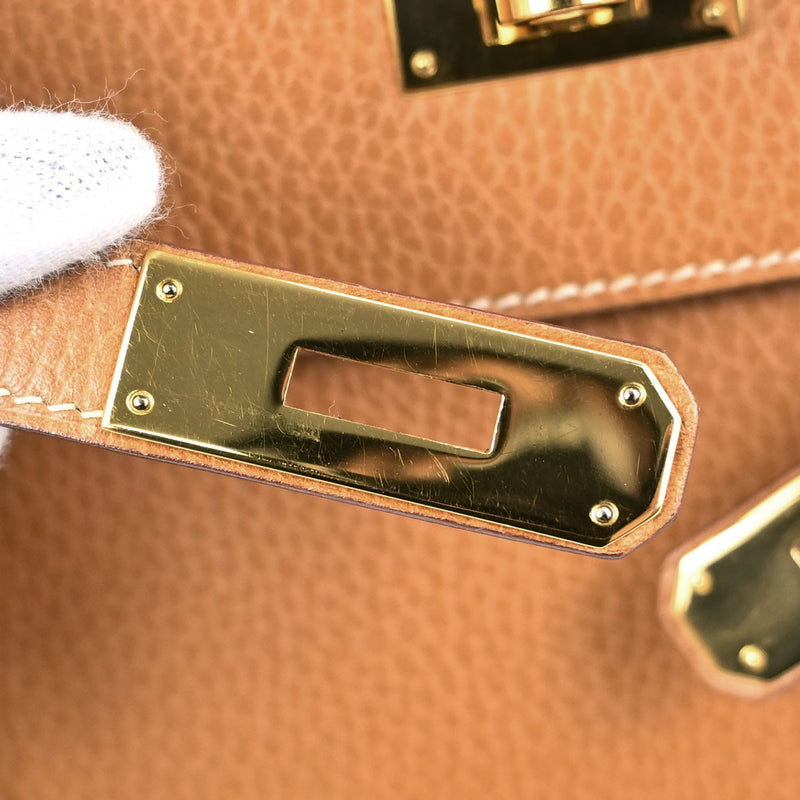 Hermes Kelly Brown Ardennes With Gold Hardware Leather Bag