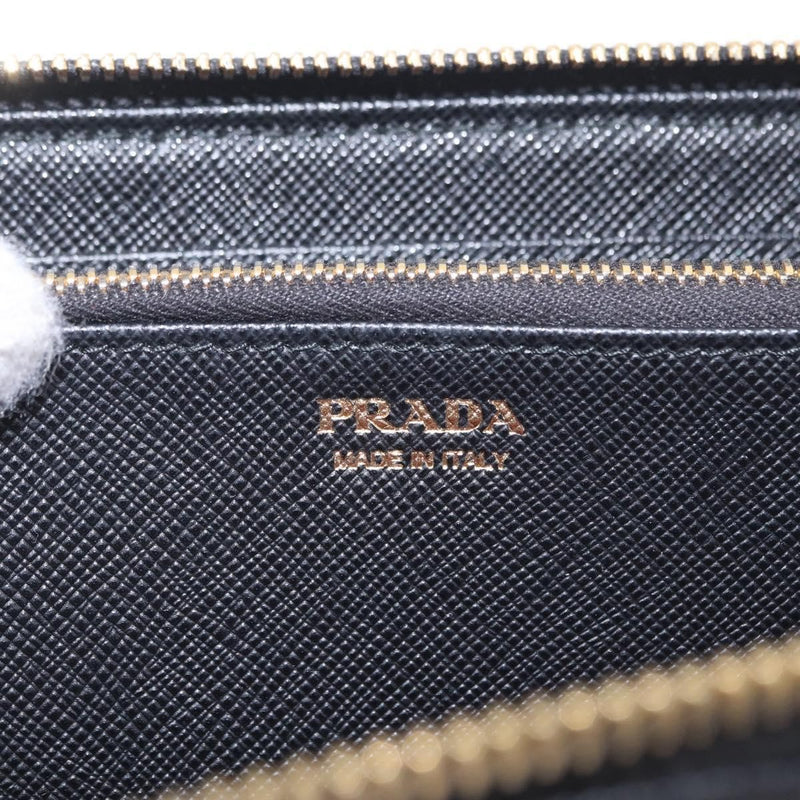 Prada Zip Around Tab Saffiano Leather Black Accessory
