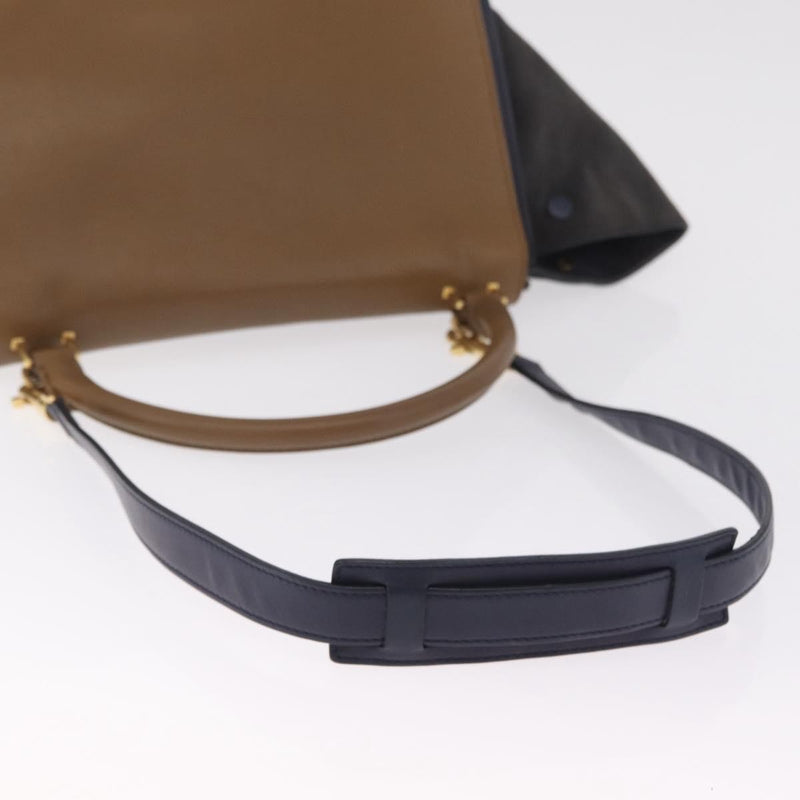 Celine Tricolor Trapeze Leather Navy Bag