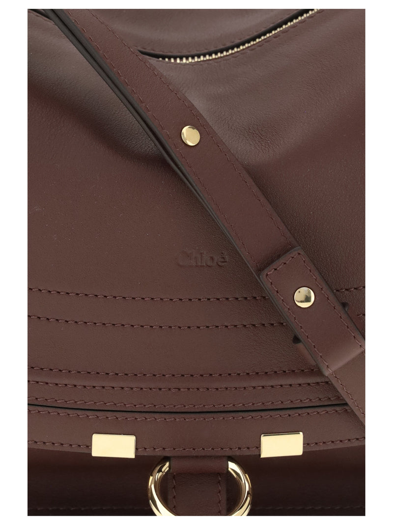 Chloé Marcie Shoulder Bag — Brown Calf Leather Bos Taurus
