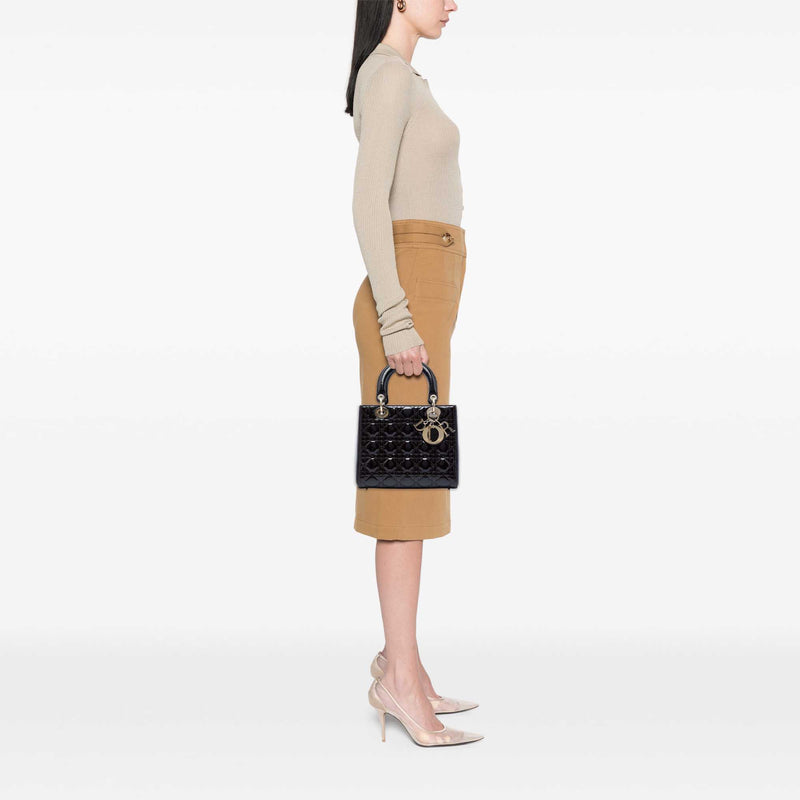 Medium Patent Cannage Lady Dior - Image 6