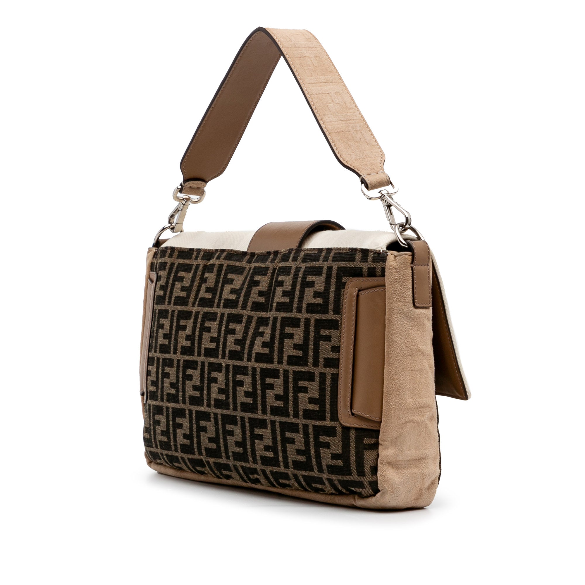 Large Zucca and Pequin Canvas Convertible Baguette Satchel - Image 2