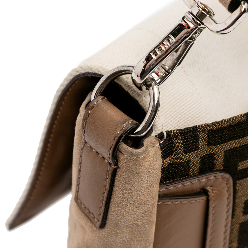 Large Zucca and Pequin Canvas Convertible Baguette Satchel - Image 9