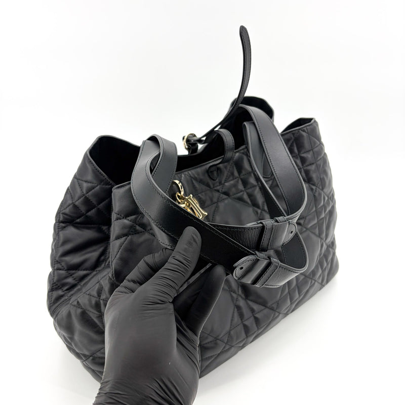 Christian Dior Toujours Macrocannage Quilt Calfskin Black Leather Bag