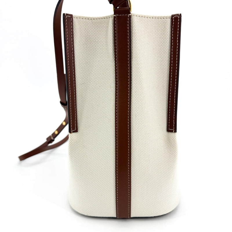 Burberry Peggy Logo Bucket Canvas Beige Bag