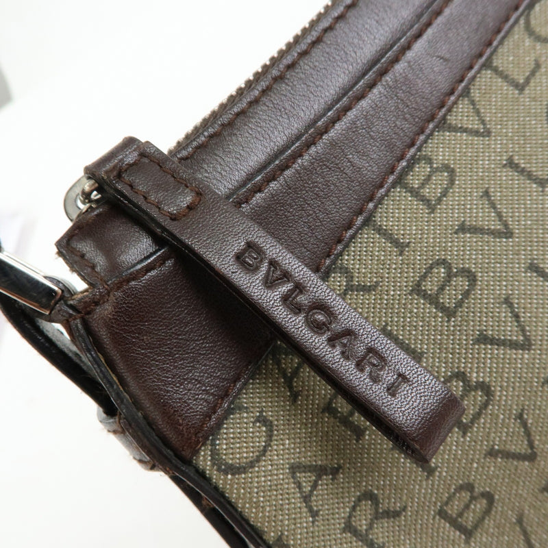 Bvlgari Logomania Canvas With Leather Khaki Bag