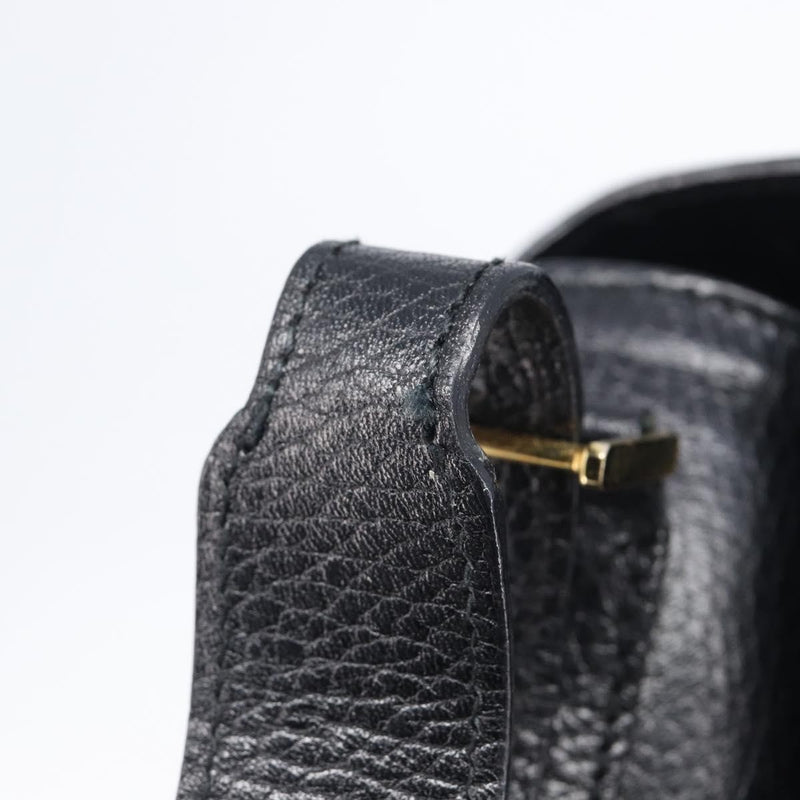 Celine Vintage Circle Logo Leather Black Bag