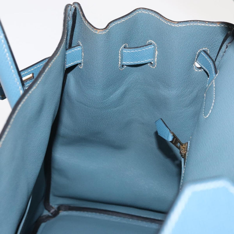 Hermes Birkin Blue Epsom With Gold Hardware Leather Bag