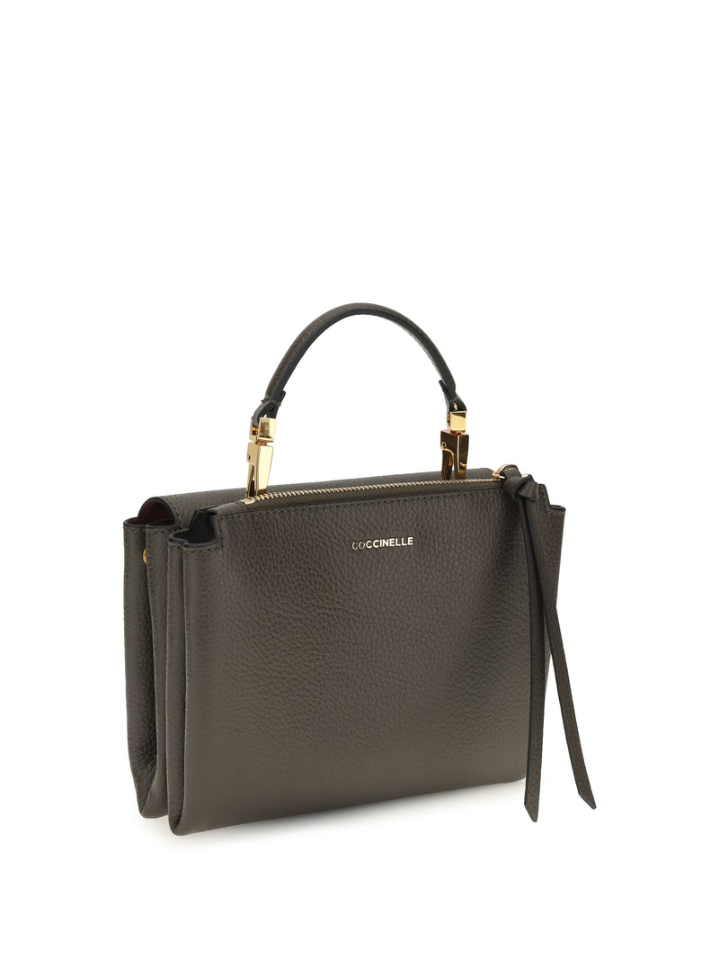 Coccinelle Arlettis Top Handle Bag — Gray Calf Leather Bos Taurus