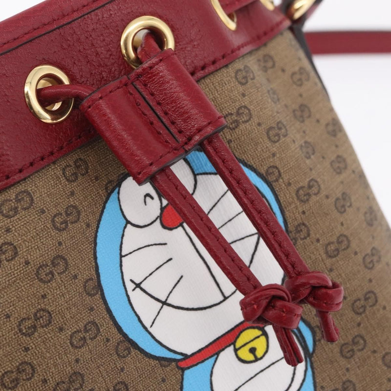 Gucci Doraemon Bucket Printed Mini Gg Coated Canvas Beige Bag
