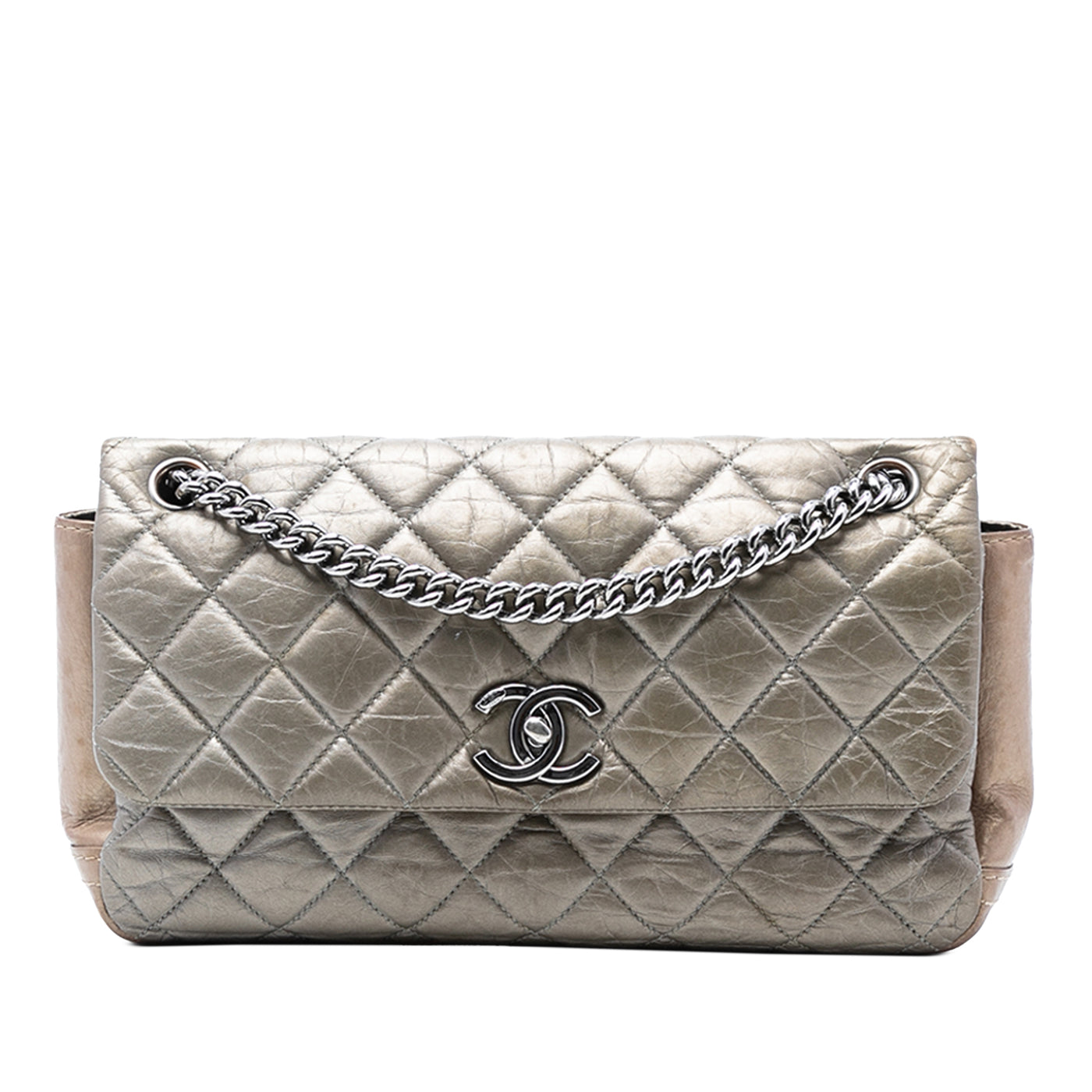 Small Bicolor Quilted Aged Calfskin Lady Pearly Flap - Image 1