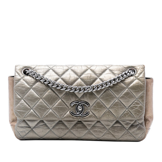 Small Bicolor Quilted Aged Calfskin Lady Pearly Flap - Image 1