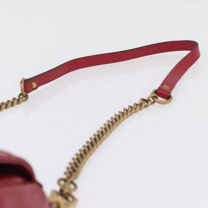 Gucci Gg Marmont Top Handle Matelasse Leather Red Bag