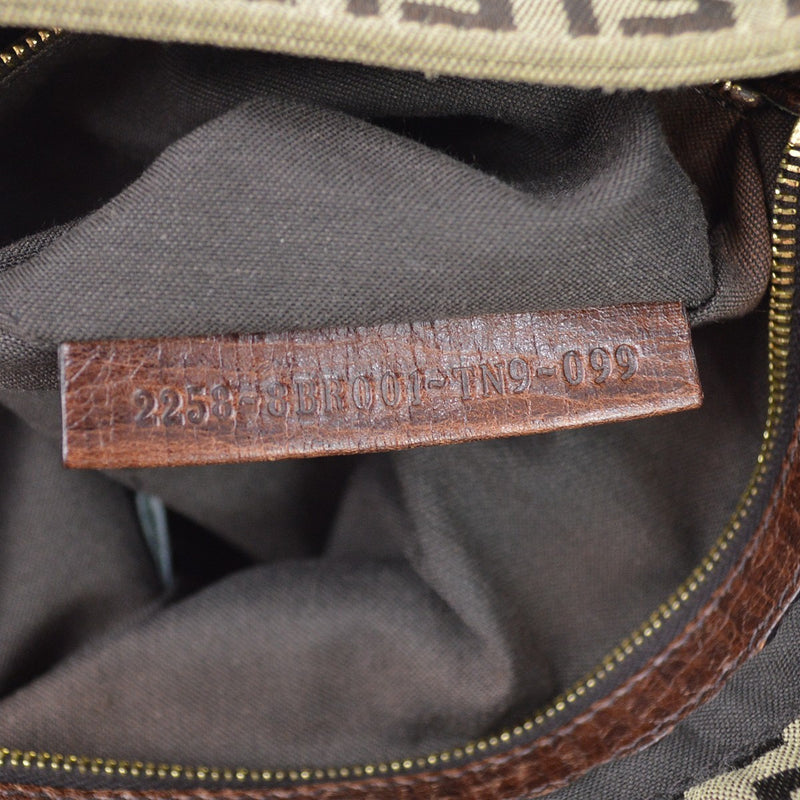 Fendi Zucchino Canvas Mamma Baguette Brown Bag