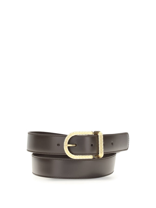 Loro Piana Inlay Belt — Black Calf Leather