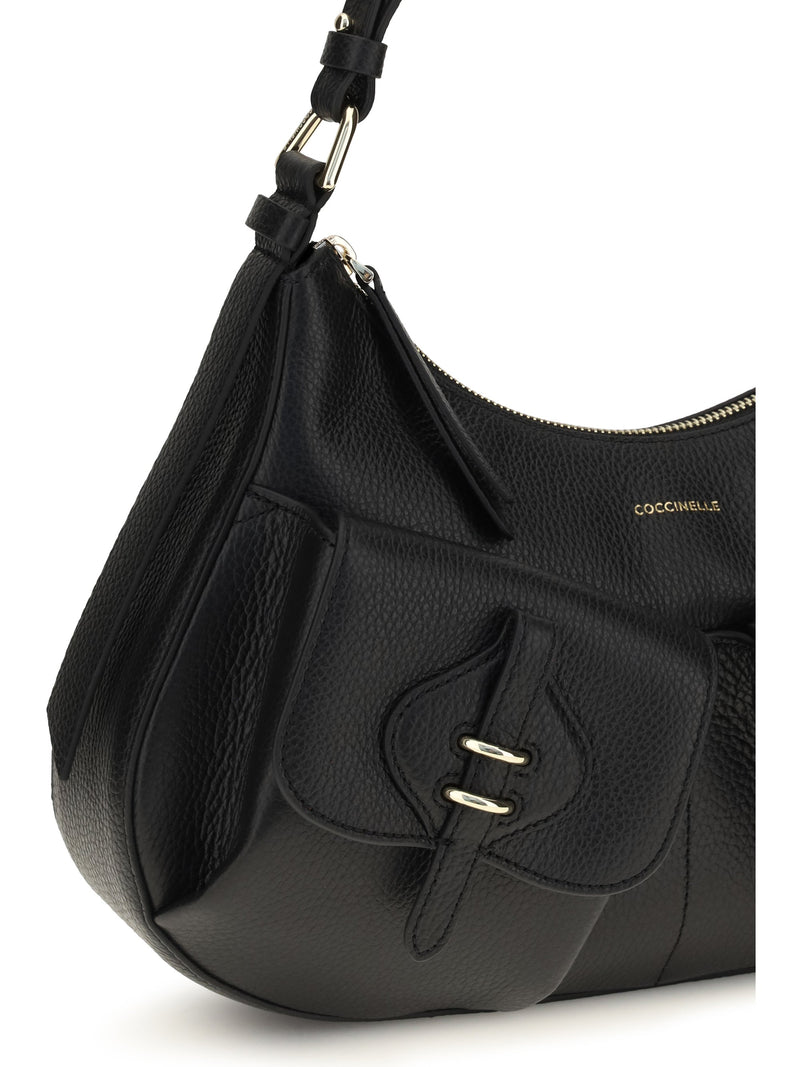 Coccinelle Boheme Shoulder Bag — Black Calf Leather Bos Taurus