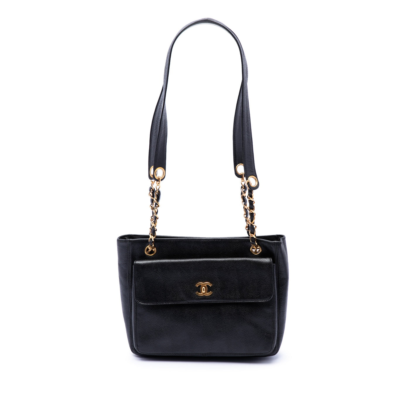 CC Caviar Front Pocket Shoulder Bag - Image 1