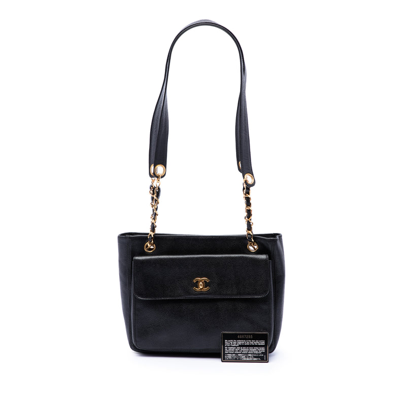 CC Caviar Front Pocket Shoulder Bag - Image 7