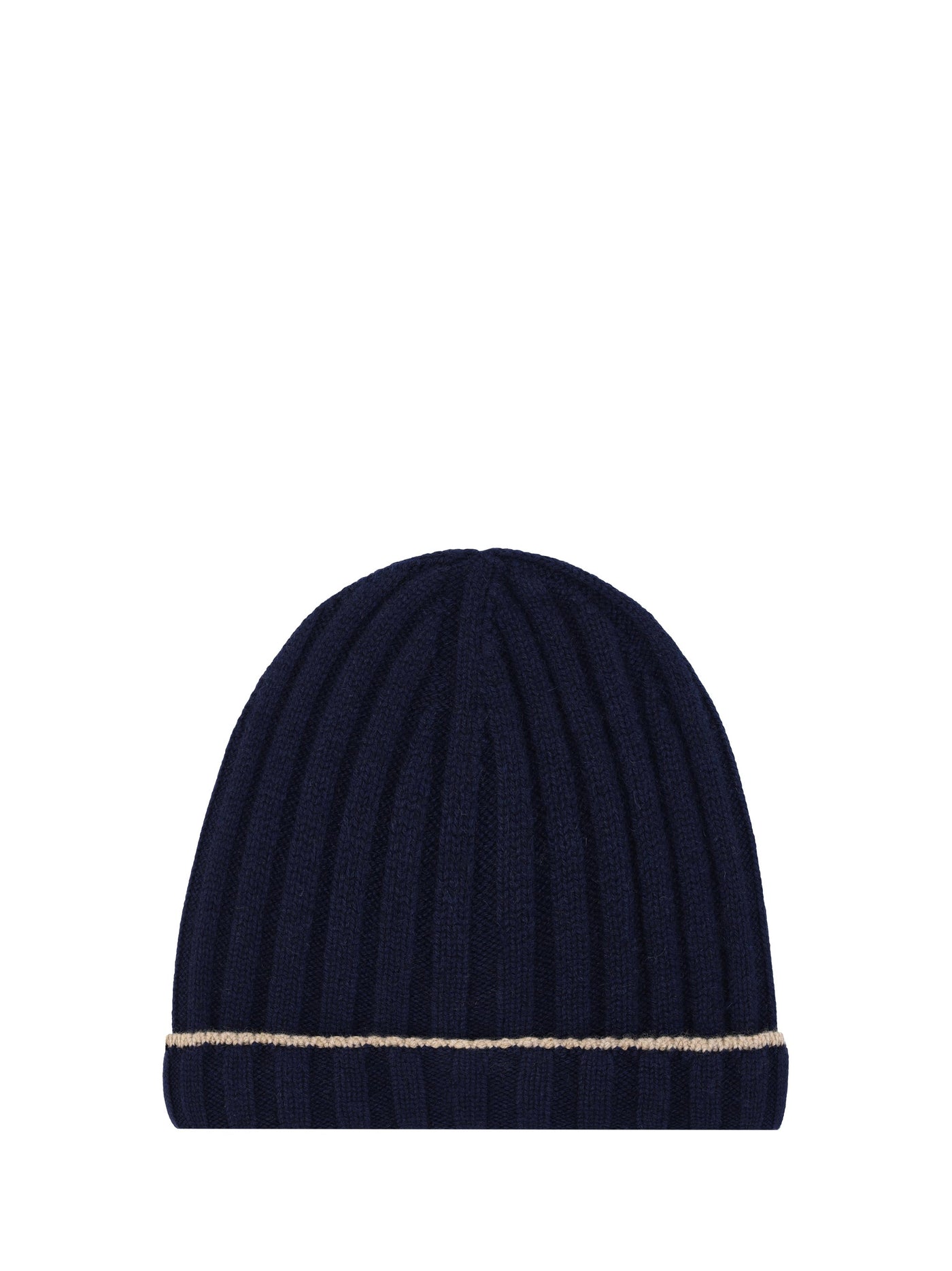 Brunello Cucinelli M2240900 Ribbed Cashmere Beanie — Navy Kashmir/capra Hircus Beanies