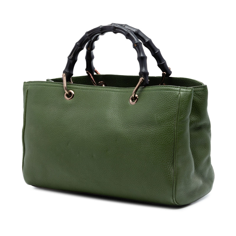 Medium Calfskin Bamboo Shopper Satchel - Image 2