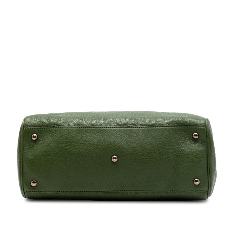 Medium Calfskin Bamboo Shopper Satchel - Image 3