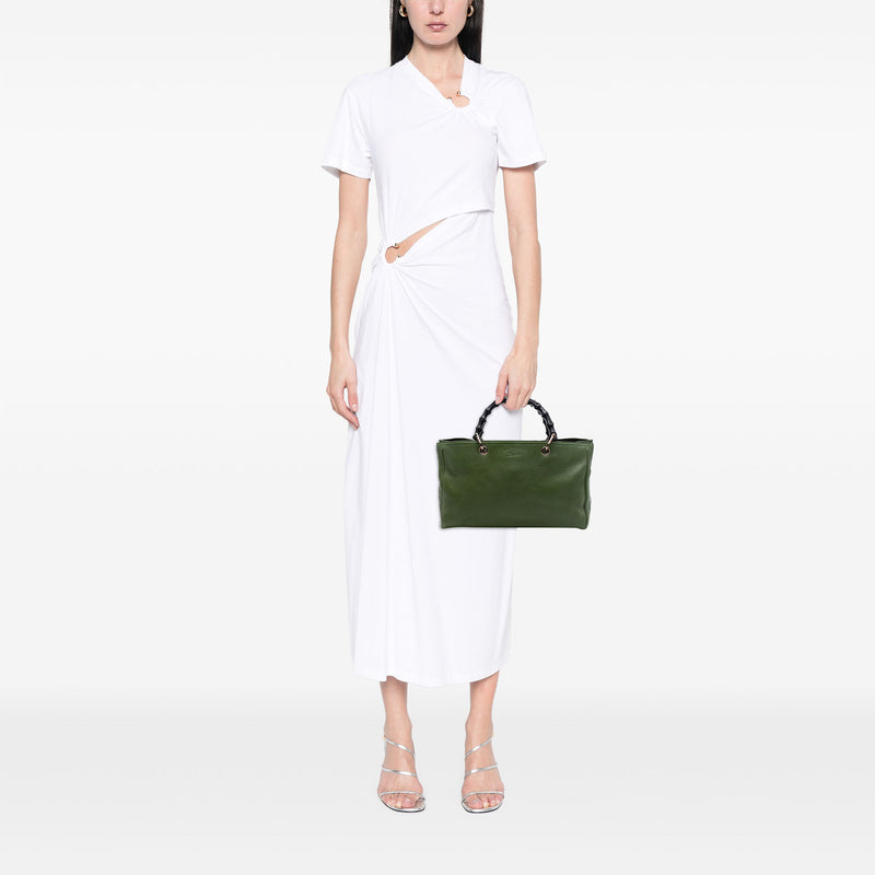 Medium Calfskin Bamboo Shopper Satchel - Image 6