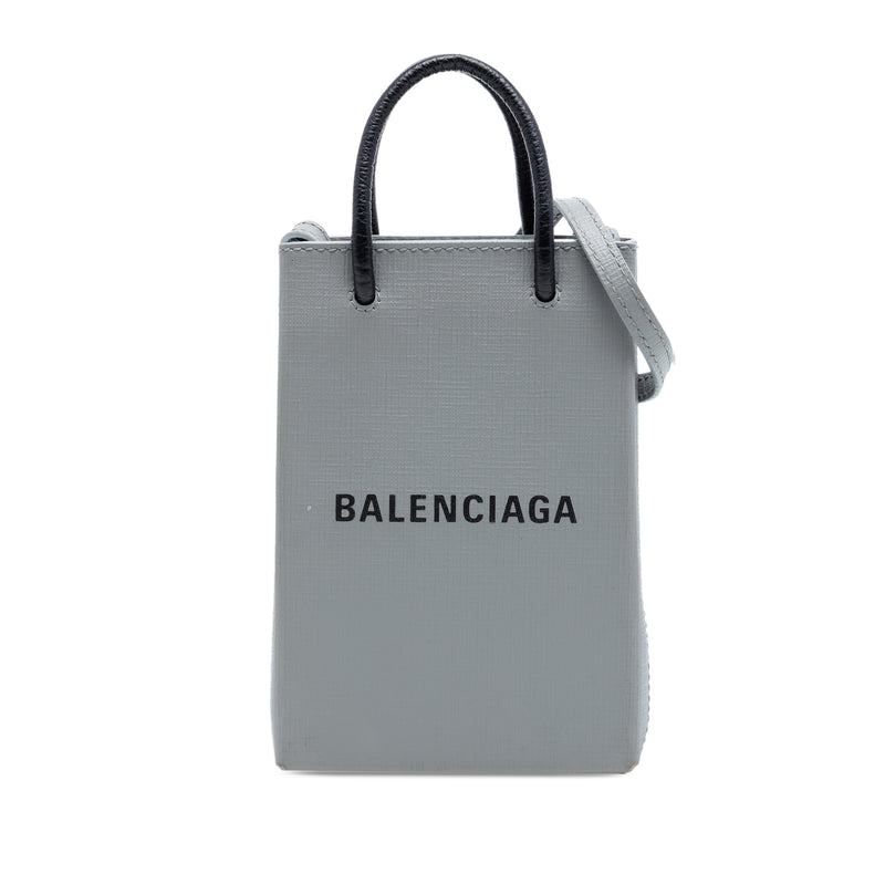 Mini Calfskin Logo Shopping Phone Holder