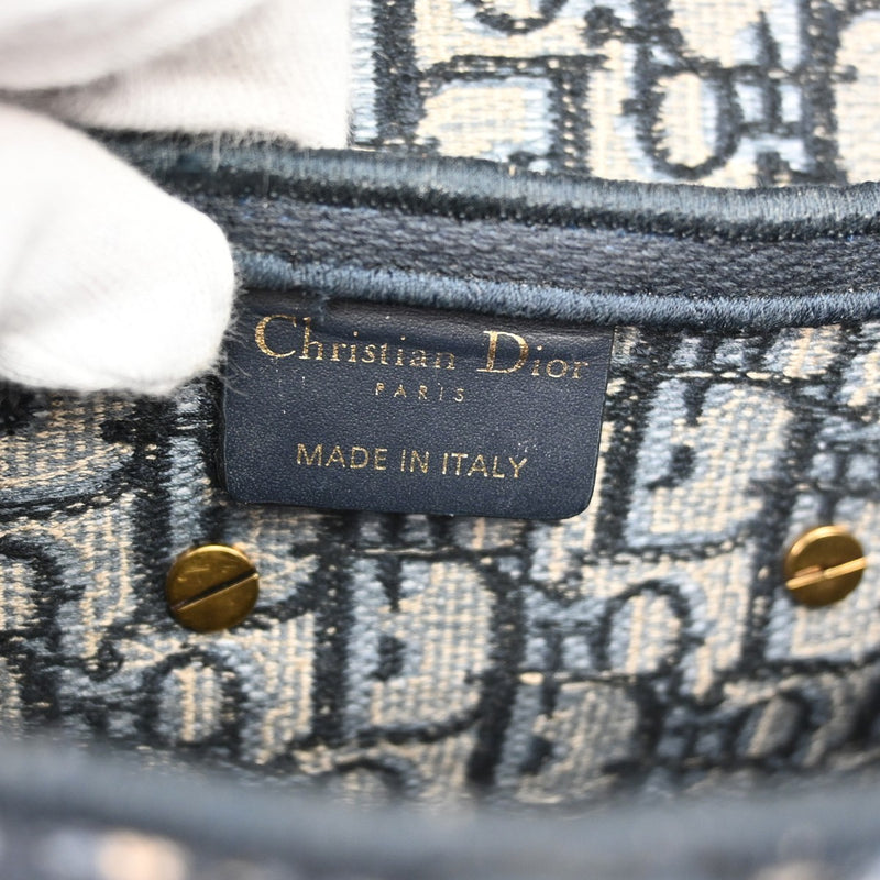 Christian Dior Saddle Oblique Denim Black Canvas Bag