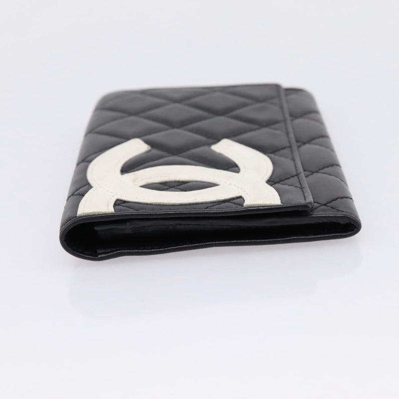Chanel Cambon Flap Card Case Quilted Lambskin Black Leather Accessory