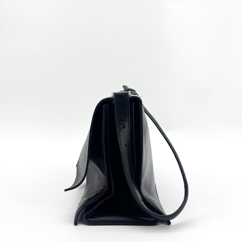 Balenciaga Downtown Soft Hourglass Leather Black Bag