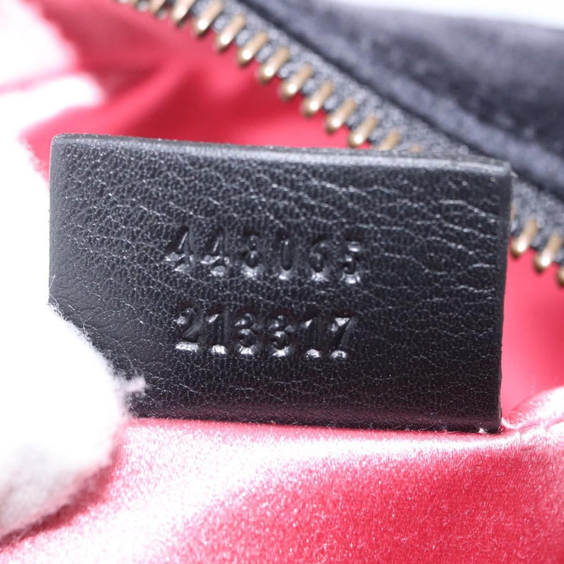 Gucci Gg Marmont Crystal Embellished Matelasse Velvet Black Bag