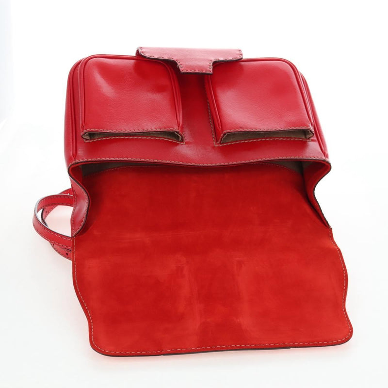 Fendi Secret Code F3 Convertible Satchel Textured Leather Red