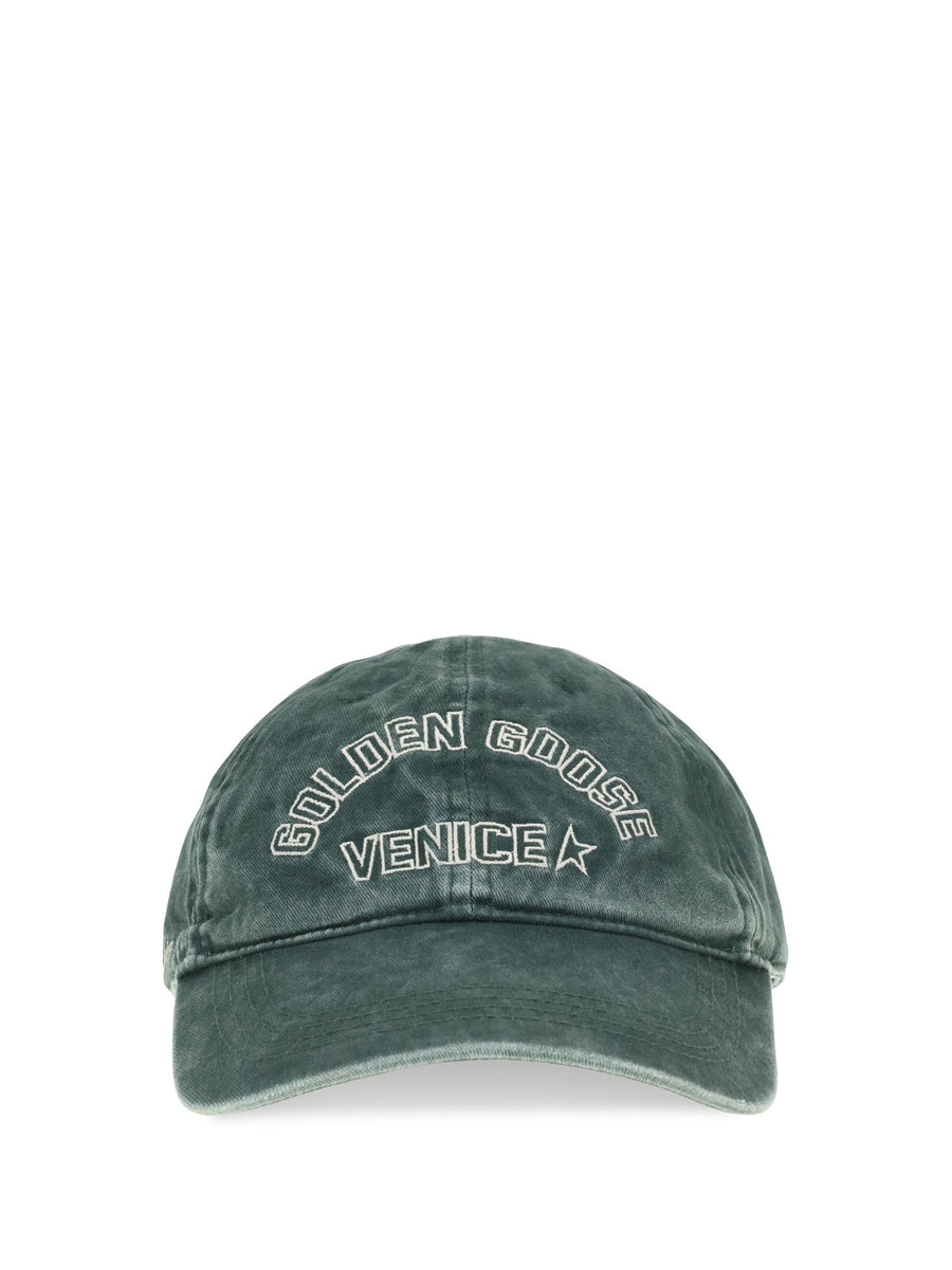 Golden Goose Gup02837p002618 Embroidered Logo Baseball Cap — Green Cotton Caps