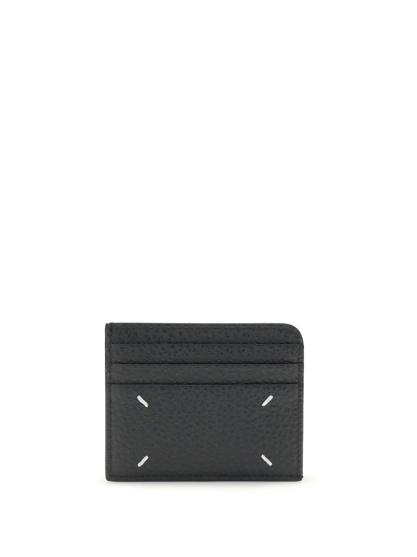 Maison Margiela Grained Calfskin Card Case — Black Calf Leather Wallets & Purses