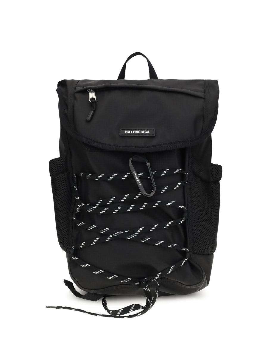 Balenciaga Metal Carabiner Detail Backpack — Black Nylon