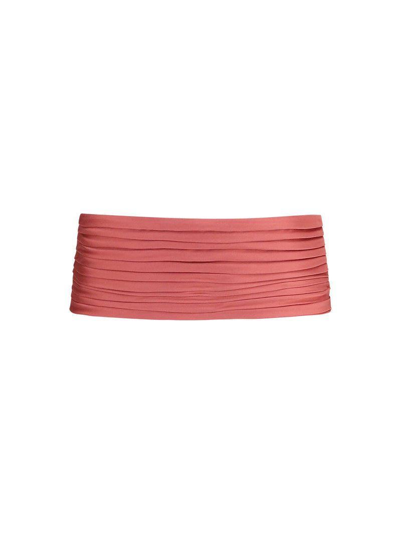 Valentino Garavani Satin Pleated Waist Belt — Pink Viscose