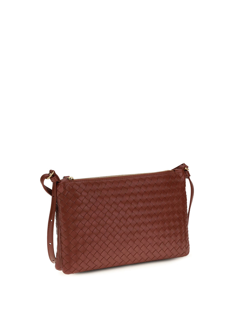 Bottega Veneta Intrecciato Shoulder Bag — Red Calf Leather