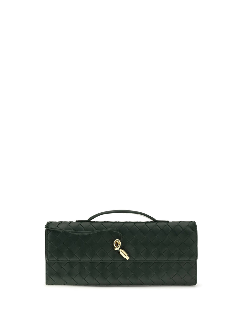 Bottega Veneta Andiamo Clutch — Green Lambskin Leather