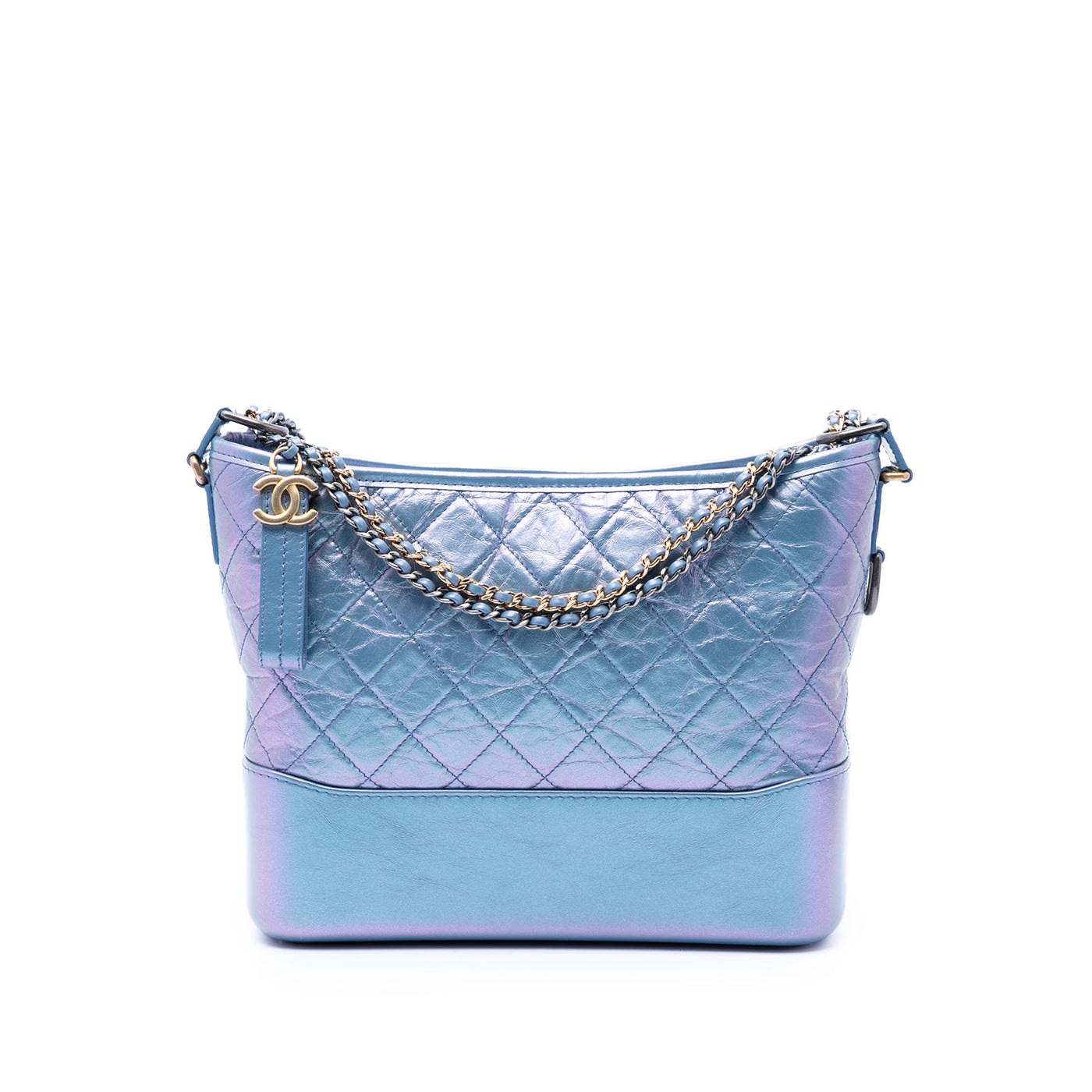 Medium Quilted Iridescent Lambskin and Calfskin Gabrielle Hobo - Image 1