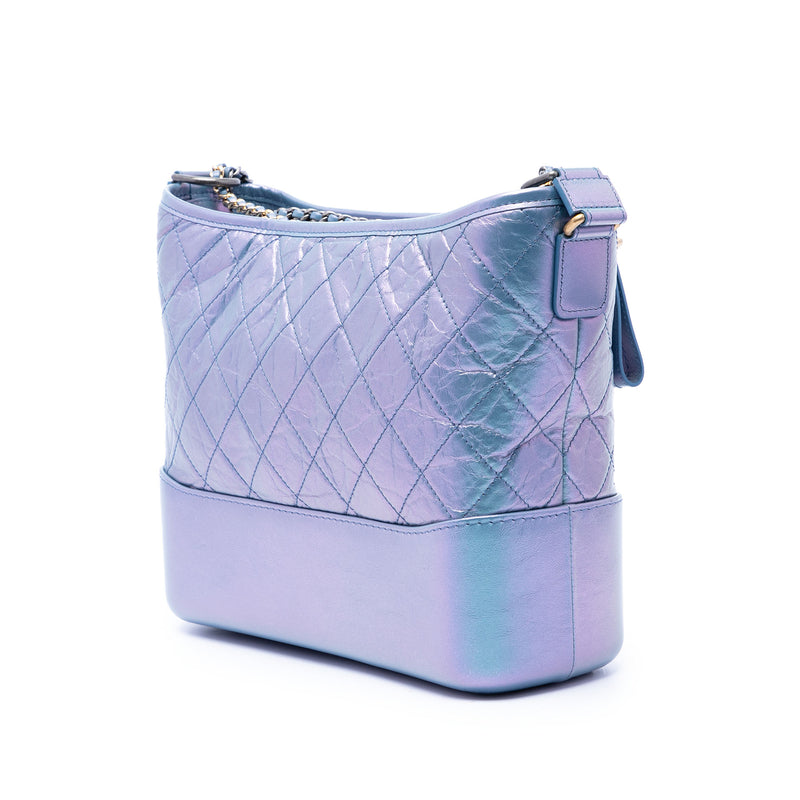 Medium Quilted Iridescent Lambskin and Calfskin Gabrielle Hobo - Image 2