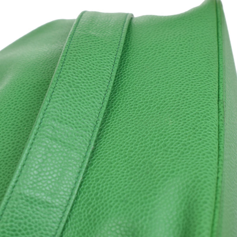 Chanel Vintage Cc Chain Drawstring Lambskin Green Calfskin Bag