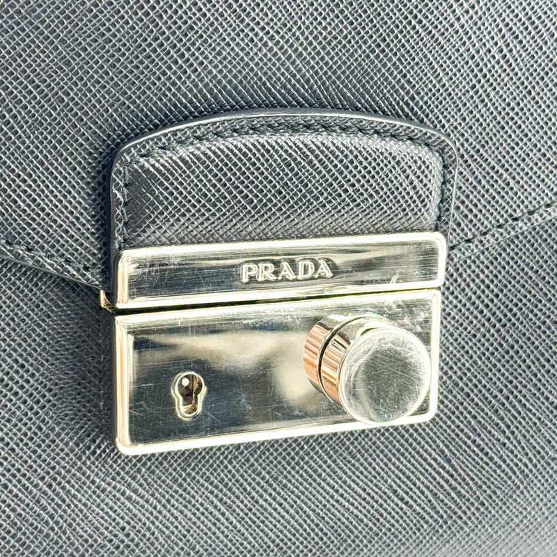 Prada Convertible Sound Vernice Saffiano Leather Black Bag